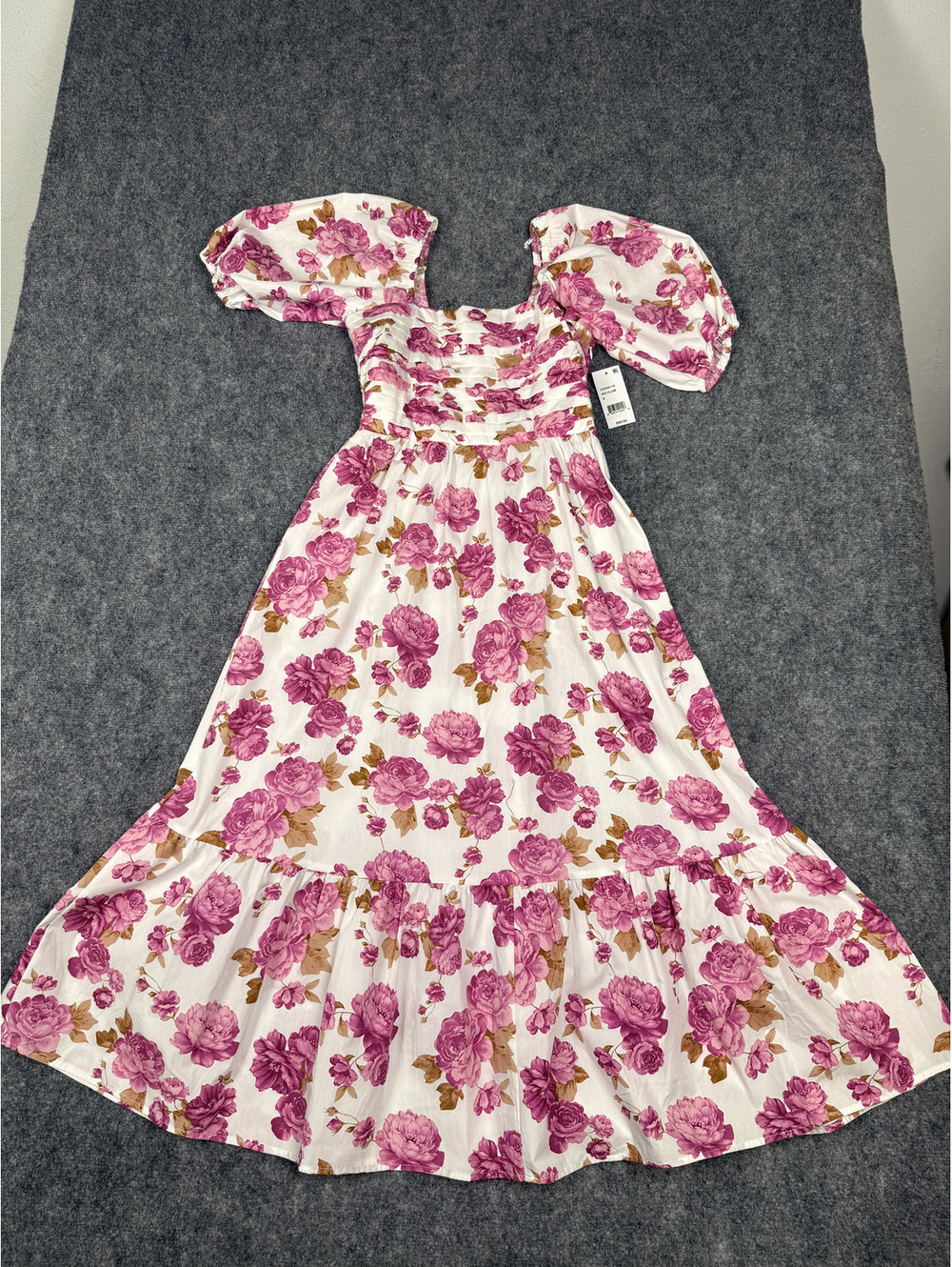 Crystal Doll Women's Floral Puff Sleeve Midi Dress Size S